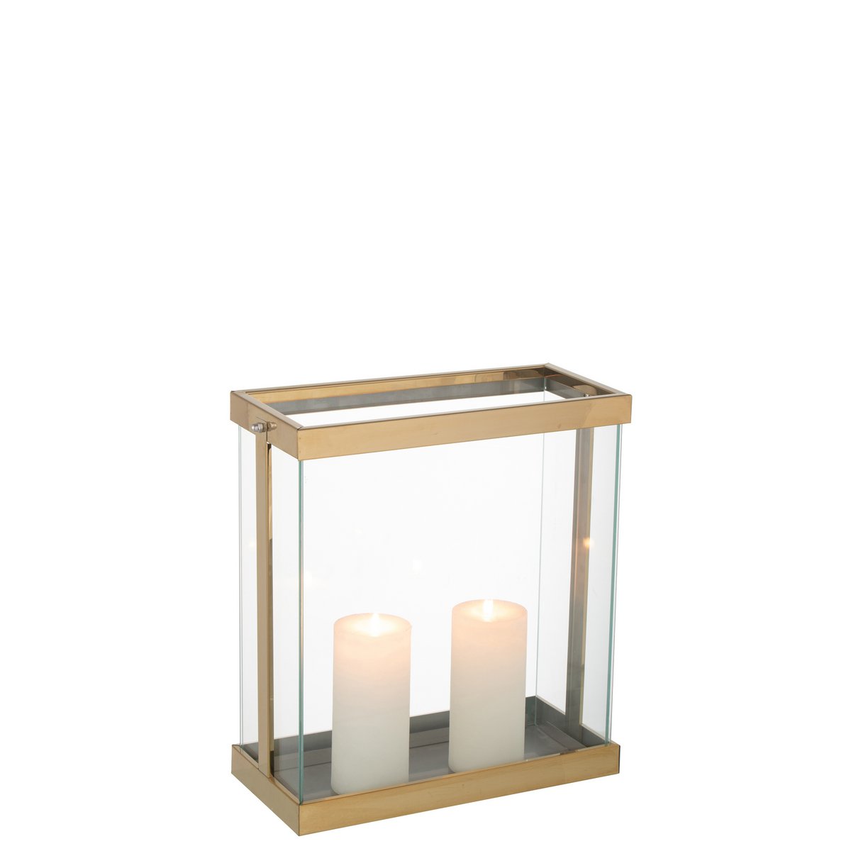 J-Line - Windlicht - Ijzer/Glas - Goud - 35.5cm