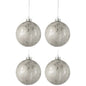 J-Line - Doos Van 4 Kerstballen - Glas - Antiek Zilver - Groot