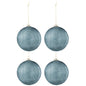 J-Line - Doos Van 4 Kerstballen - Glas - Blauw - Groot