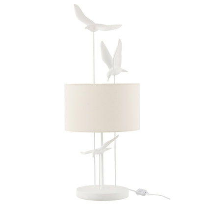 J-Line tafellamp Vogels - Polyresin - Wit/Beige