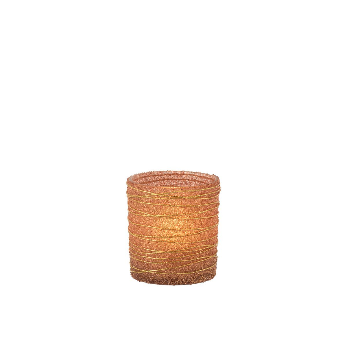 J-Line - Windlicht - Glas - Terracotta/goud - 8cm