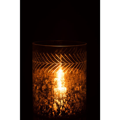 J-Line - Windlicht - Glas - Transparant/Zilver - 35.5cm