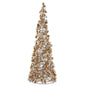 J-Line kerstboom van kunststof in ecru en goud, 70 cm, luxe en elegante kerstdecoratie.