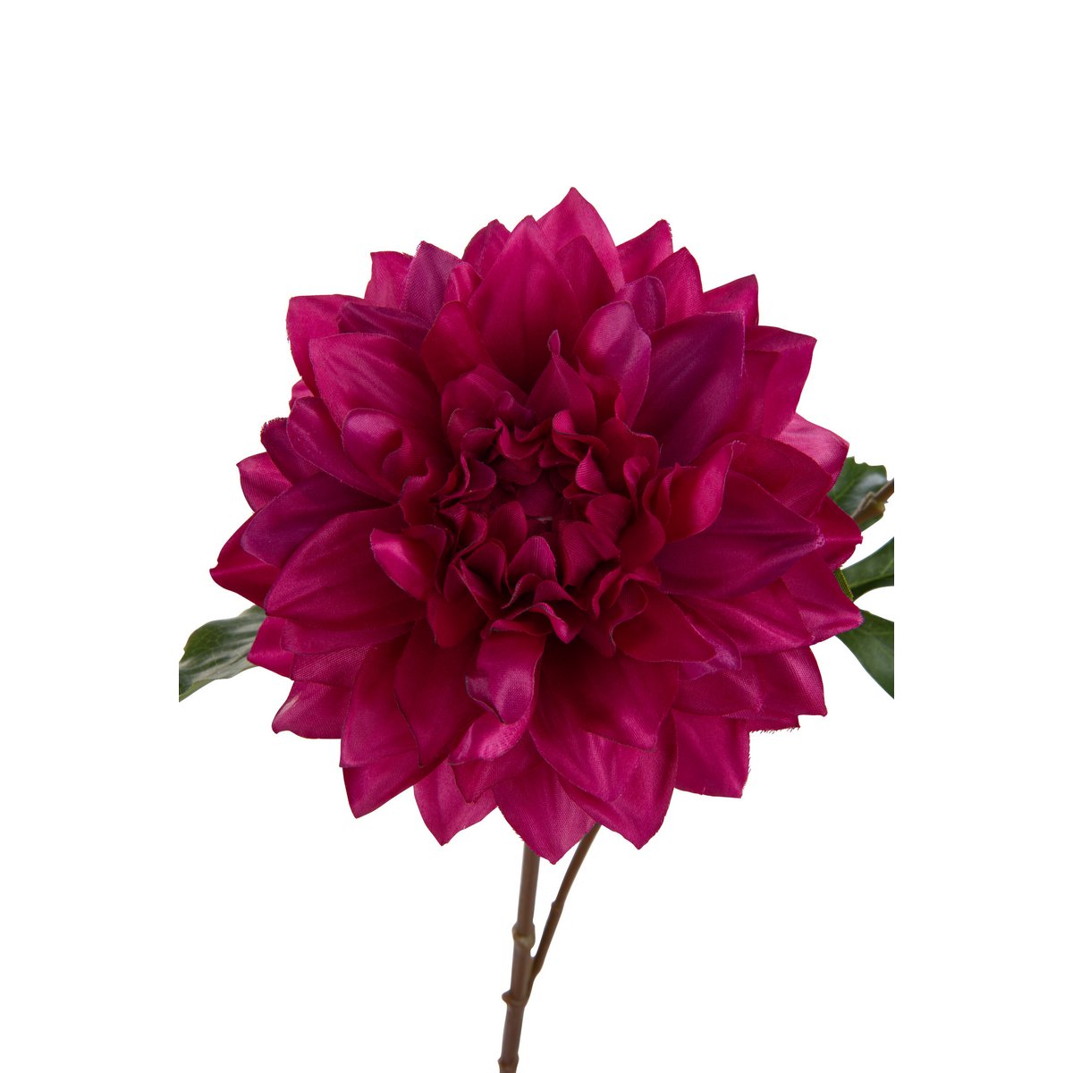 Kunstbloem Dahlia Lauwra van J-Line in fuchsia, gemaakt van kunststof, met gedetailleerde bloemen en bladeren voor een levendige en onderhoudsvrije decoratie.