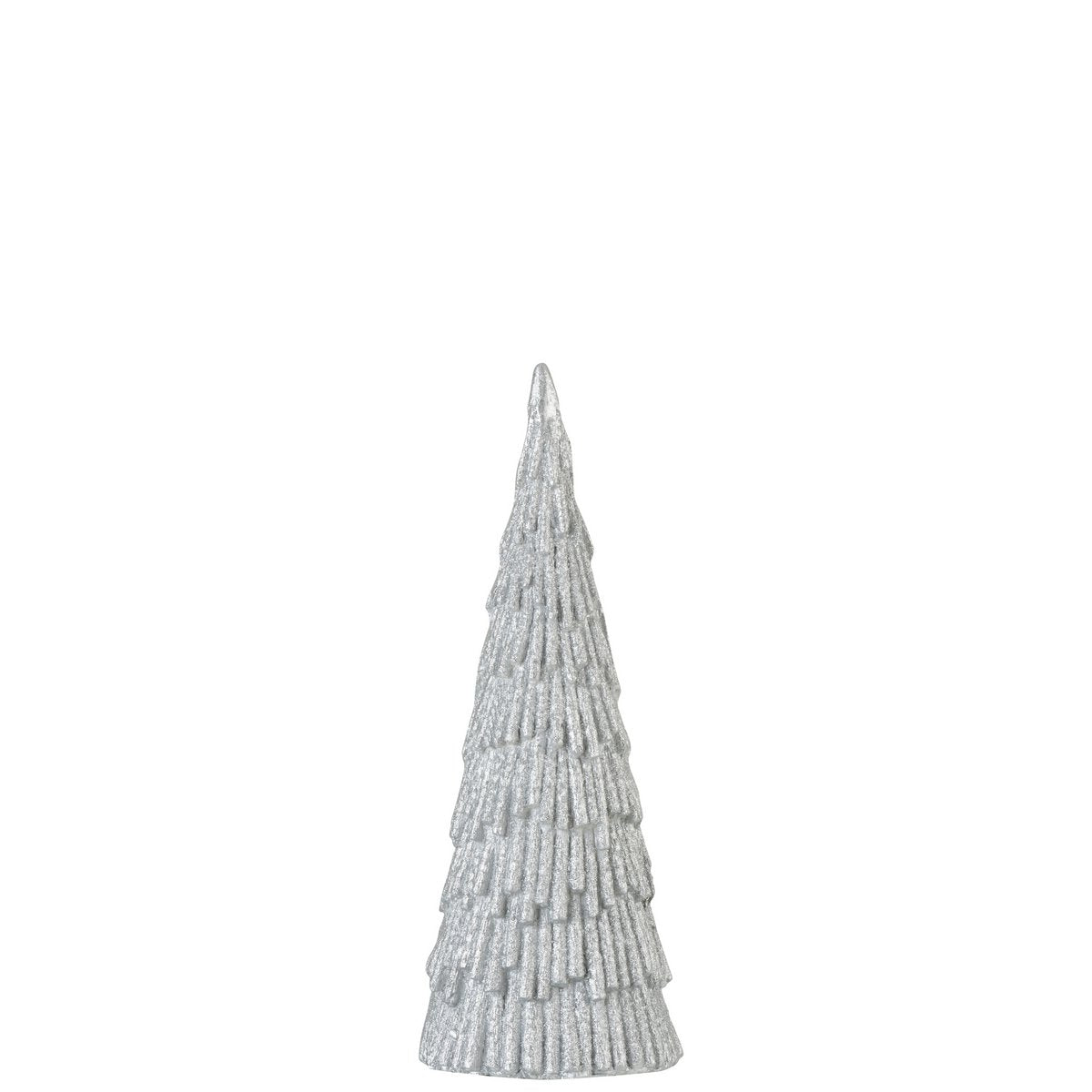 J-Line kerstboom magnesia polyresin zilver 42 cm, luxe en elegante kerstdecoratie.