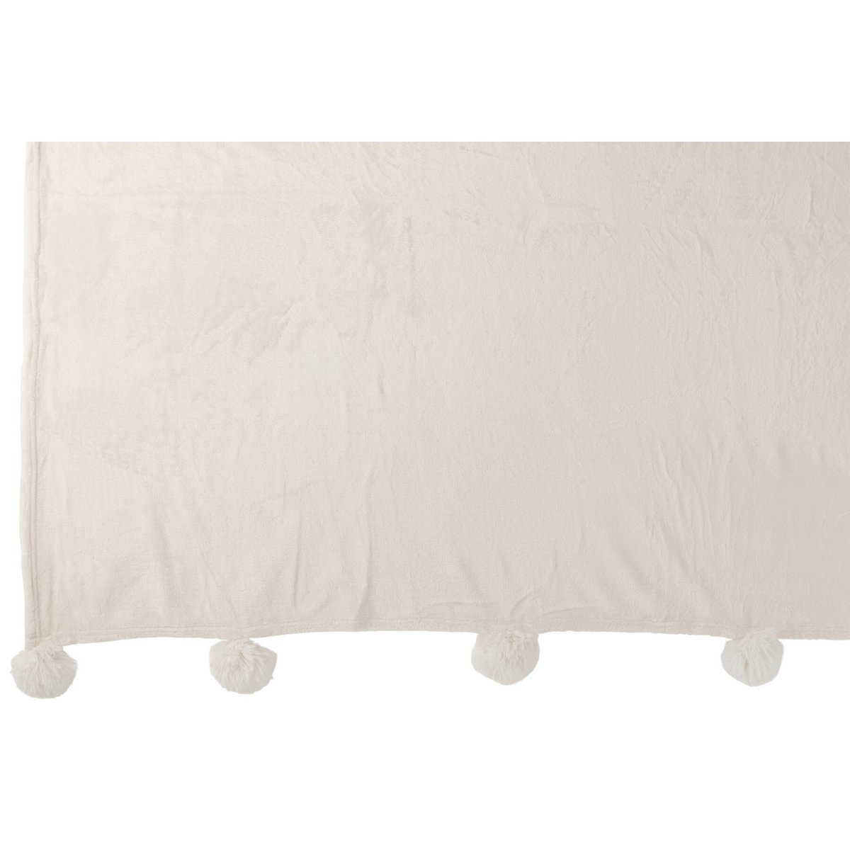 J-Line - Plaid Pompom - Polyester - Creme - 170x130 cm