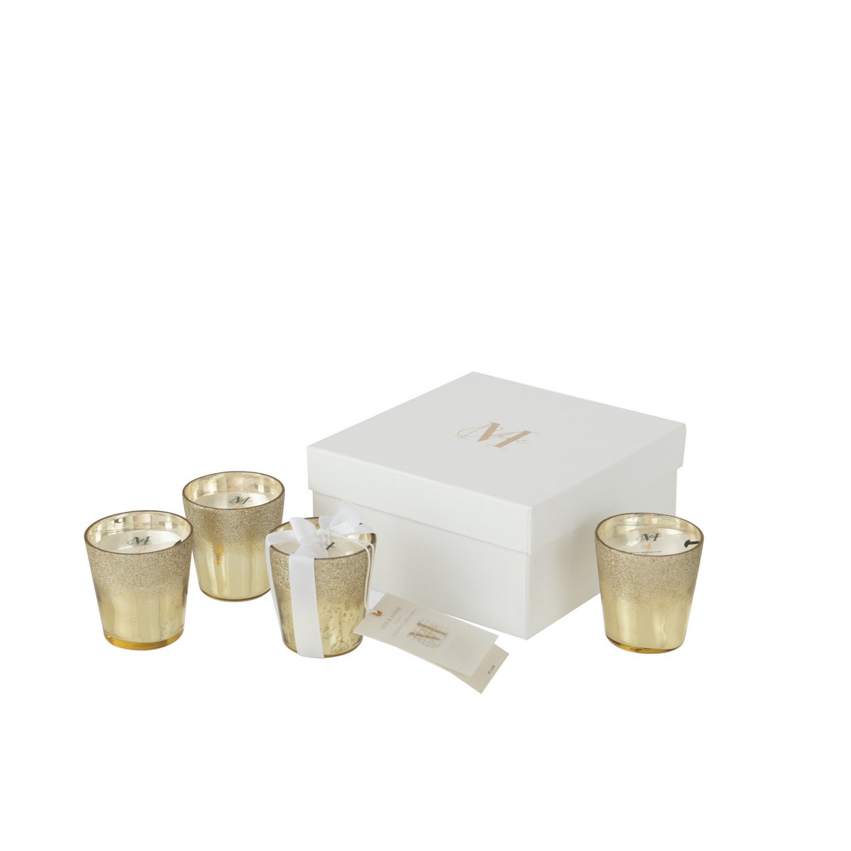 J-Line - Geurkaarsen set van 4 - Deluxe - Glas - Goud