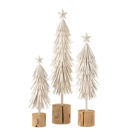 J-Line Kerstboom – Hout/Metaal – Wit – 48 cm