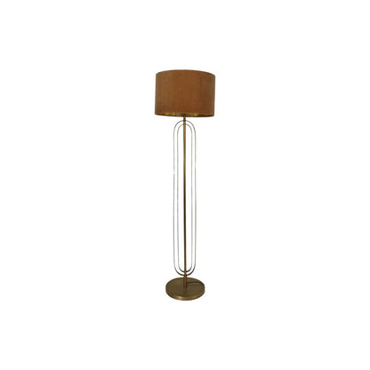 HSM Collection - Lampen kap Rond - ø42x28 - Beige/goud - Fluweel