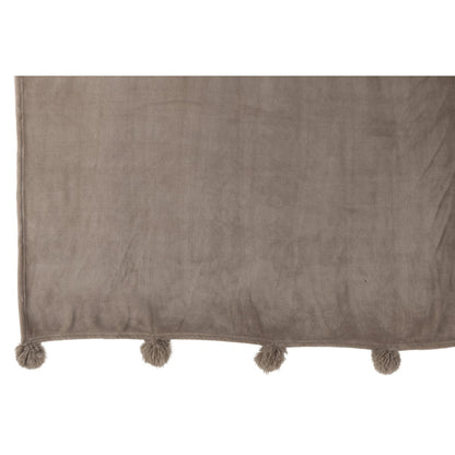 J-Line - Plaid Pompom - Polyester - Taupe - 170x130 cm