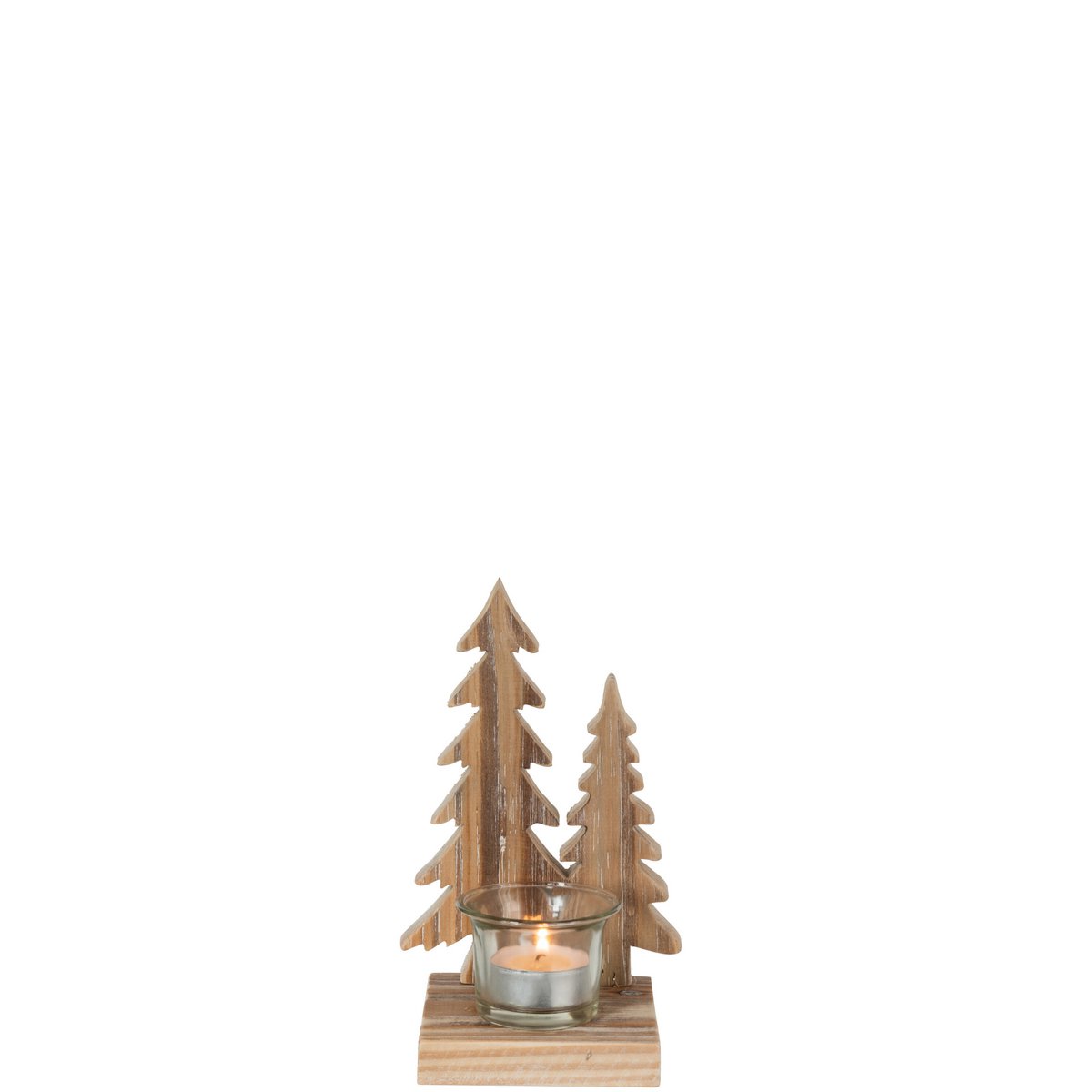 J-Line - Waxinehouder Kerstbomen - Hout - 18x11cm