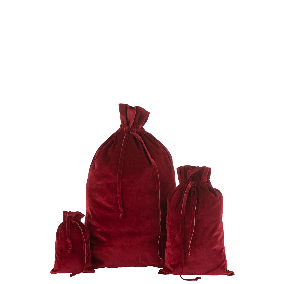 J-Line - Kerstzak -Textiel - Velvet Rood - Groot