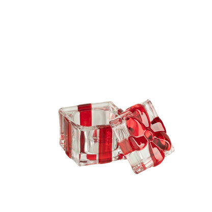 J-Line - Geschenkdoos - Glas - Rood - 5.7cm