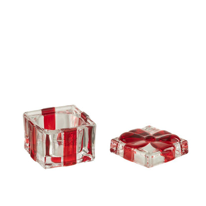 J-Line - Geschenkdoos - Glas - Rood - 5.7cm