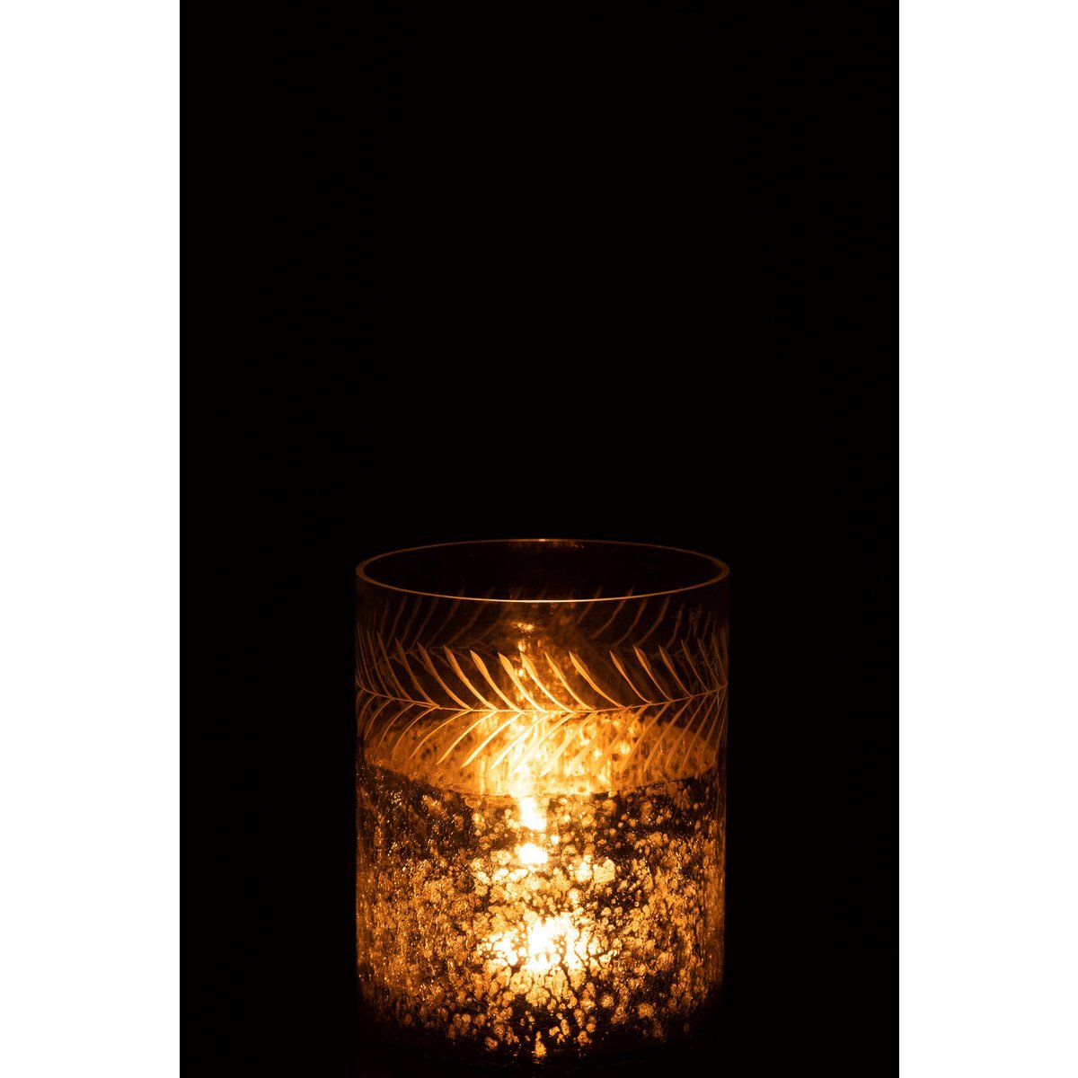 J-Line - Windlicht - Glas - Transparant/Zilver - 27.5cm