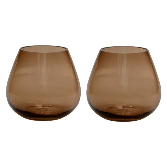 Windlicht - Tasman XS Taupe Ø12,5 x H11,5 cm - 2 stuks