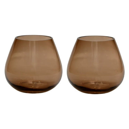 Windlicht - Tasman XS Taupe Ø12,5 x H11,5 cm - 2 stuks