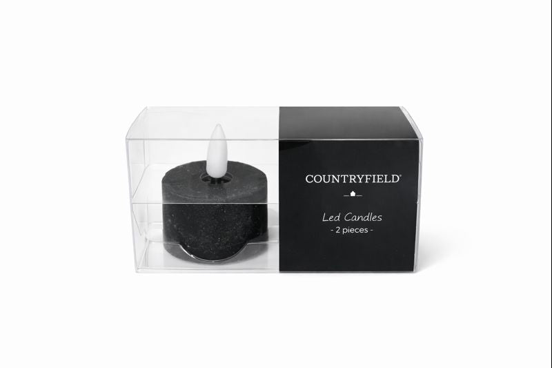 Countryfield LED Waxinelicht – Zwart – Set van 2