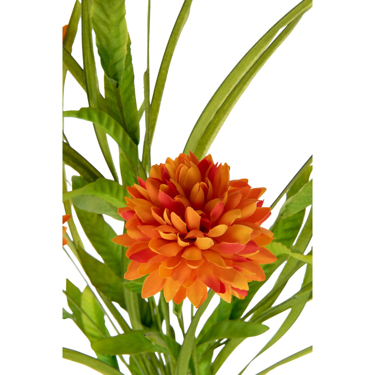 Kunststof J-Line tak chrysantemum in oranje, levensechte bloemdecoratie.