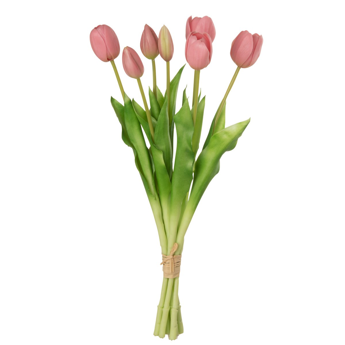 J-Line boeket met 7 grote tulpen in roze, gemaakt van hoogwaardig PU, perfect als onderhoudsvrije en elegante decoratie voor het interieur.