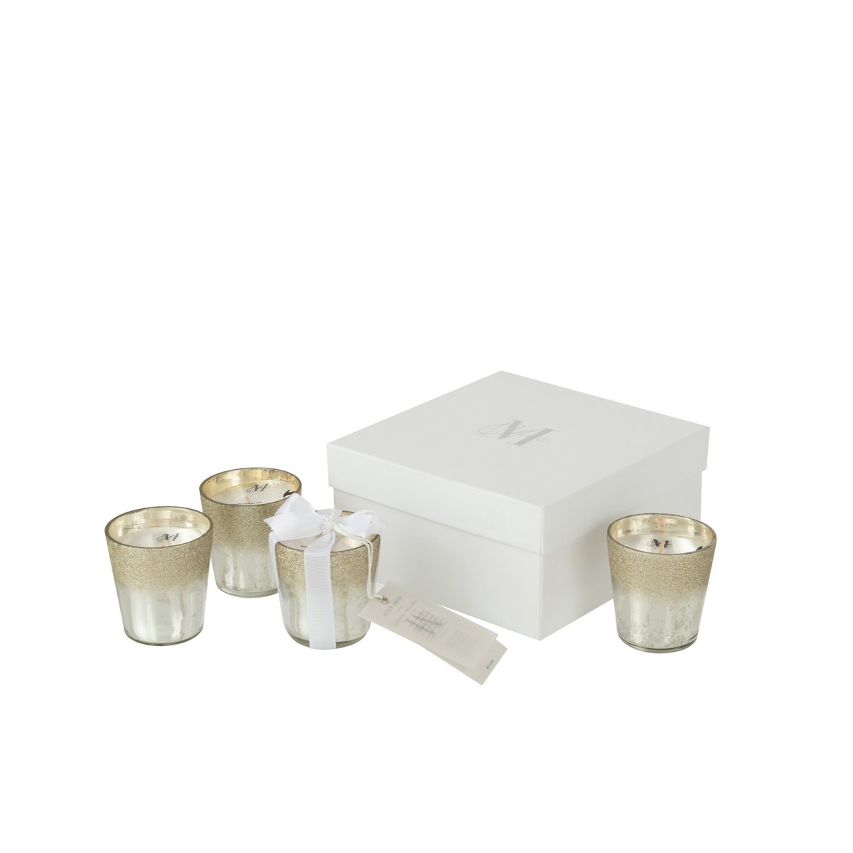 J-Line - Geurkaarsen set van 4 - Deluxe - Glas - Zilver/Goud