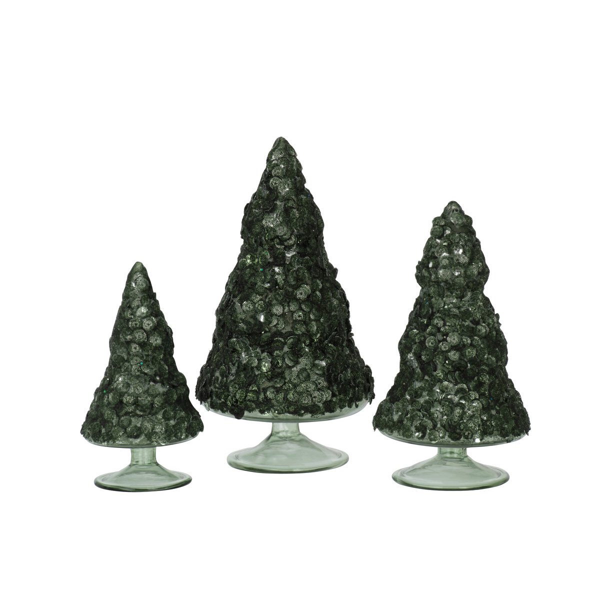 J-Line kerstboom glas groen 18 cm, stijlvolle en verfijnde kerstdecoratie in groen glas.