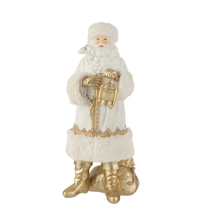 J-Line - Kerstman - Wit/Goud - 47cm