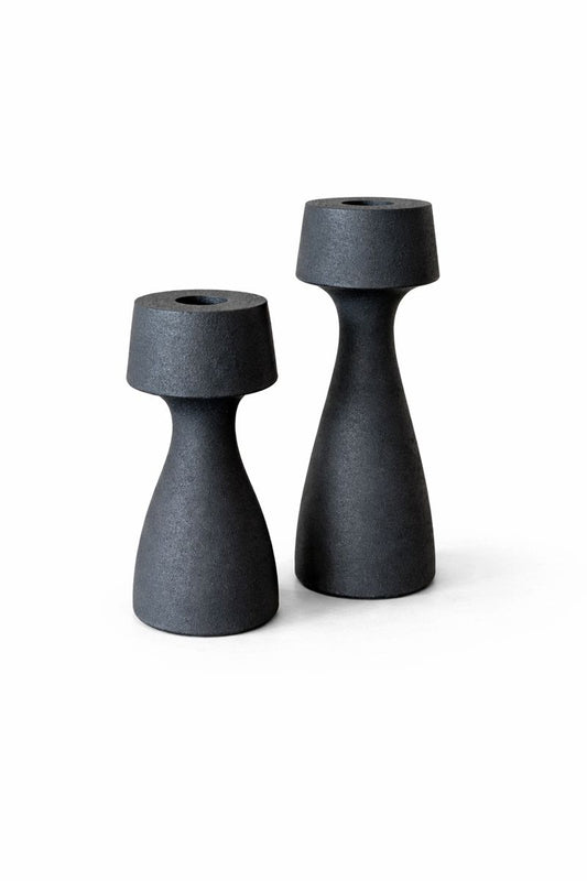Branded by - Kandelaar set van 2 - Zwart - Aluminium - 12/16cm