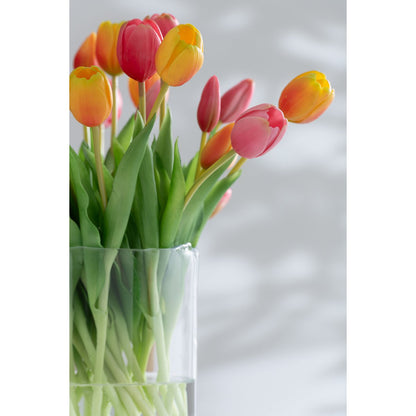 J-Line boeket tulpen, 5 stuks, felroze, medium, realistische kunstbloemen van PU.