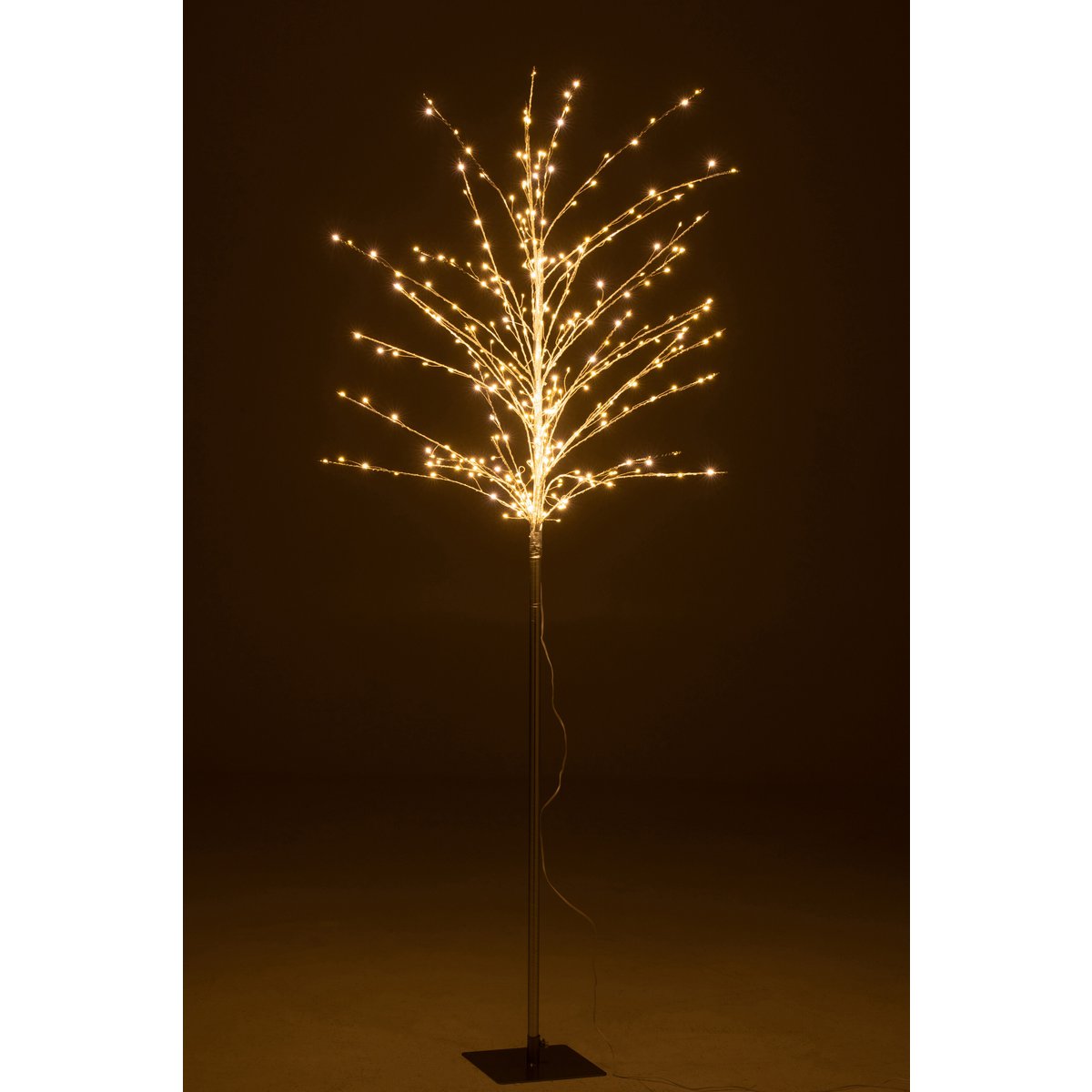 J-Line decoratieboom zilver metaal 101 cm, verlicht met LED lichtjes, moderne en elegante kerstdecoratie.