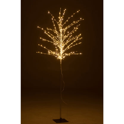 J-Line decoratieboom zilver metaal 101 cm, verlicht met LED lichtjes, moderne en elegante kerstdecoratie.