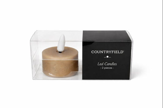 Countryfield LED Waxinelicht – Taupe – Set van 2