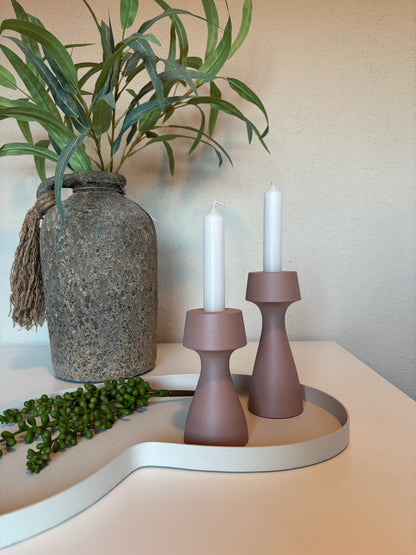 Branded by - Kandelaar set van 2 - Oud roze - Aluminium - 12/16cm