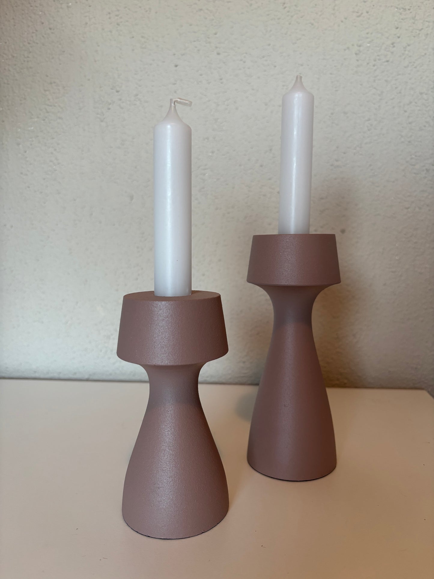 Branded by - Kandelaar set van 2 - Oud roze - Aluminium - 12/16cm