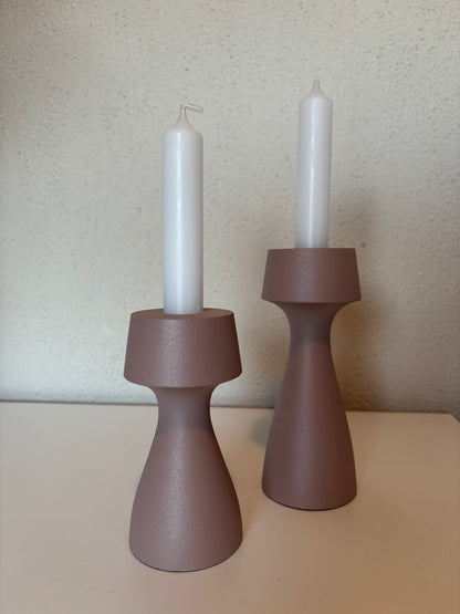 Branded by - Kandelaar set van 2 - Oud roze - Aluminium - 12/16cm