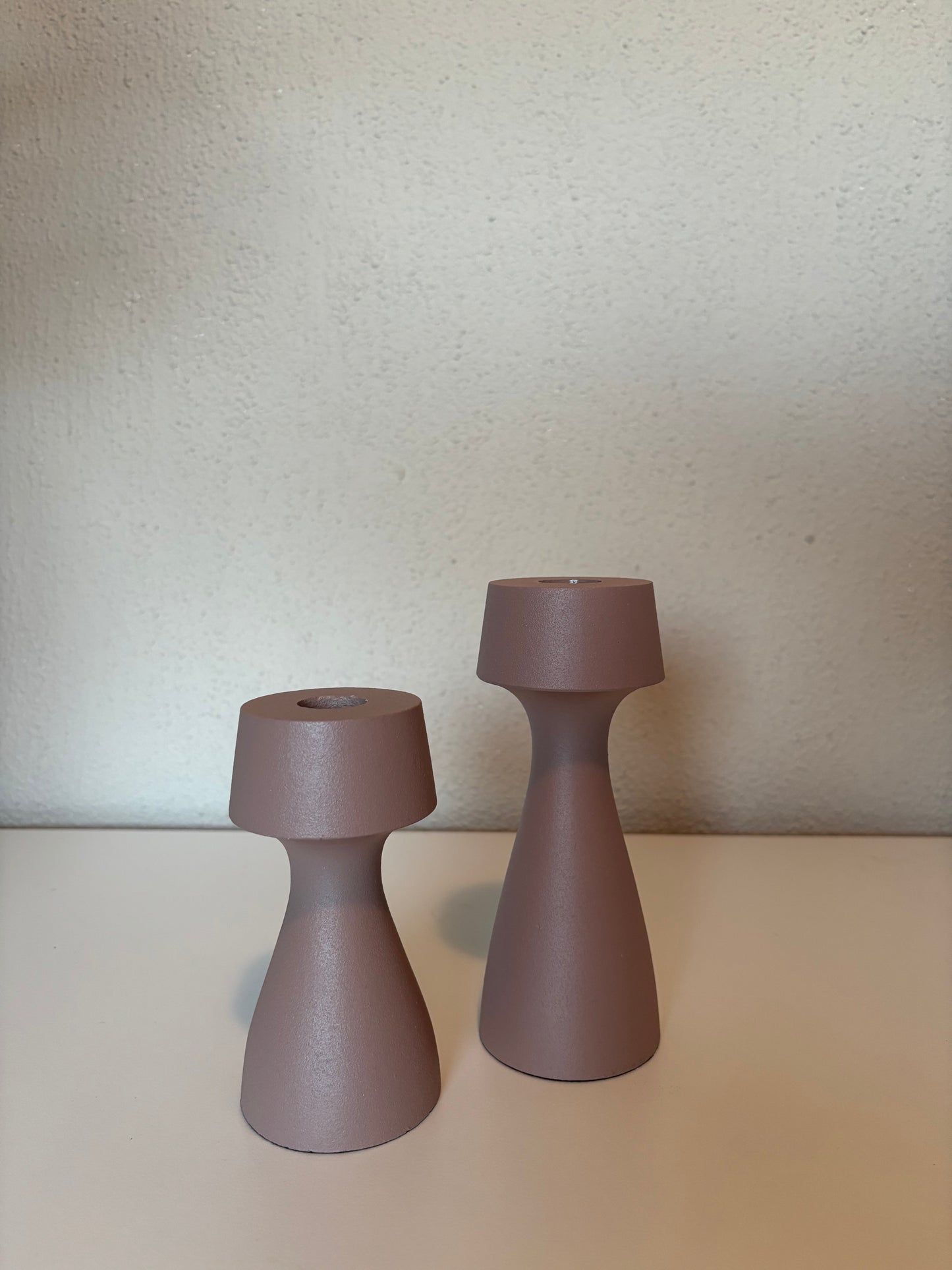 Branded by - Kandelaar set van 2 - Oud roze - Aluminium - 12/16cm