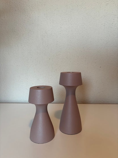 Branded by - Kandelaar set van 2 - Oud roze - Aluminium - 12/16cm