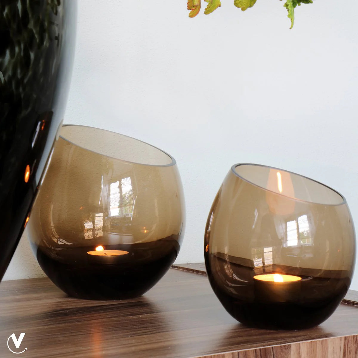 Windlicht - Moho Taupe (set van 2 stuks) - verkrijgbaar in 2 maten