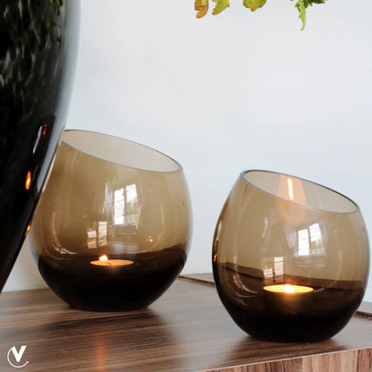 Windlicht - Moho Taupe (set van 2 stuks) - verkrijgbaar in 2 maten