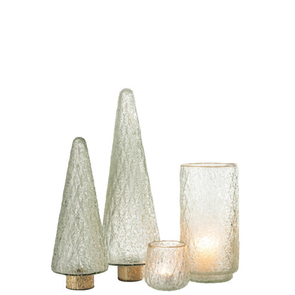 J-Line kerstboom voet van glas, transparant, 39 cm, moderne en elegante basis voor kerstbomen.