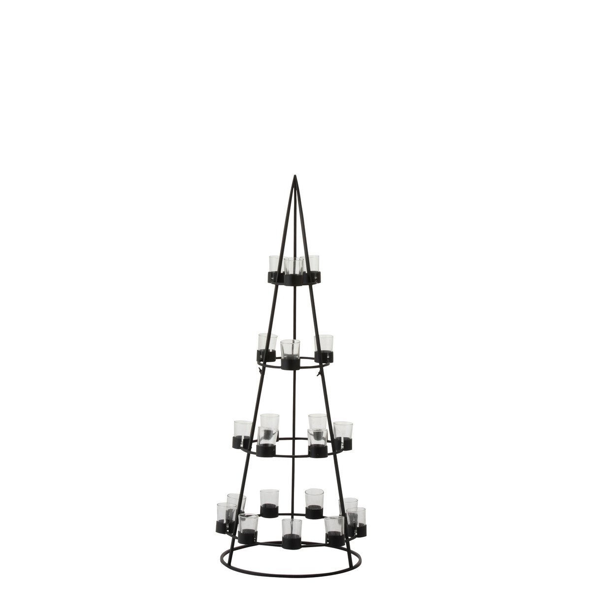 J-Line - Kaarshouder - Boom - Metaal/Glas - Zwart - 59cm