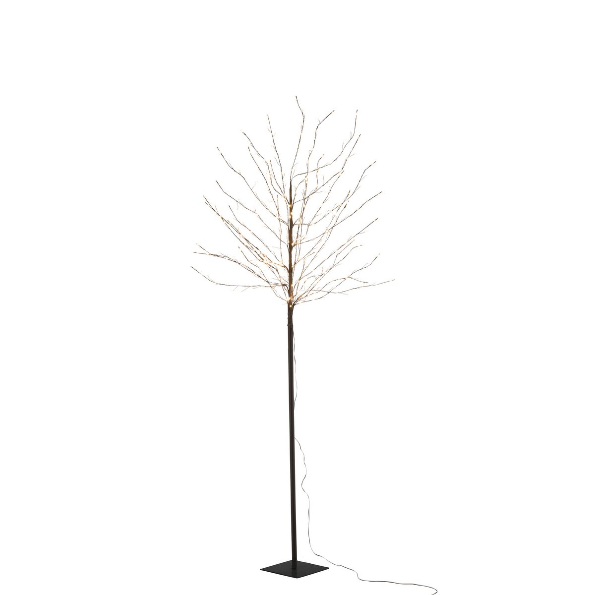  Zwarte metalen boom met LED-verlichting van J-Line, 180 cm hoog, modern en sfeervol interieurdecoratie.