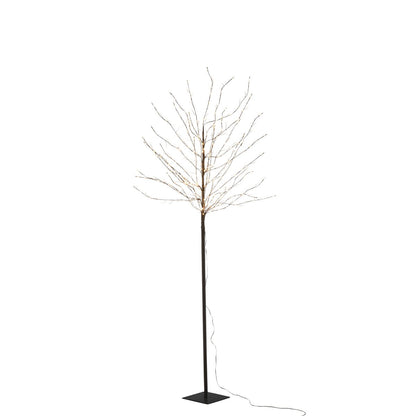  Zwarte metalen boom met LED-verlichting van J-Line, 180 cm hoog, modern en sfeervol interieurdecoratie.