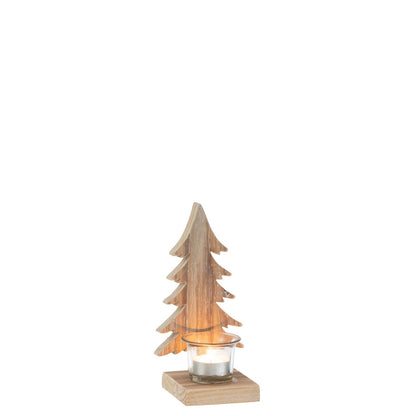 J-Line - Kerstboom waxinehouder - Hout - Bruin