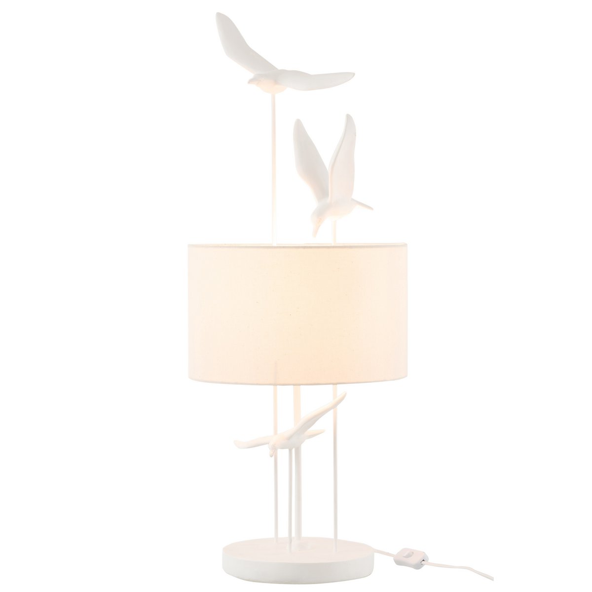 J-Line tafellamp Vogels - Polyresin - Wit/Beige