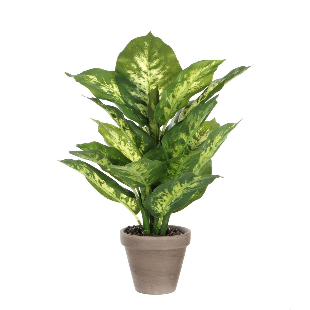 Dieffenbachia kunstplant in bloempot Stan, H40 x Ø30 cm, met realistische groene bladeren en een elegante uitstraling, perfect voor interieurdecoratie.