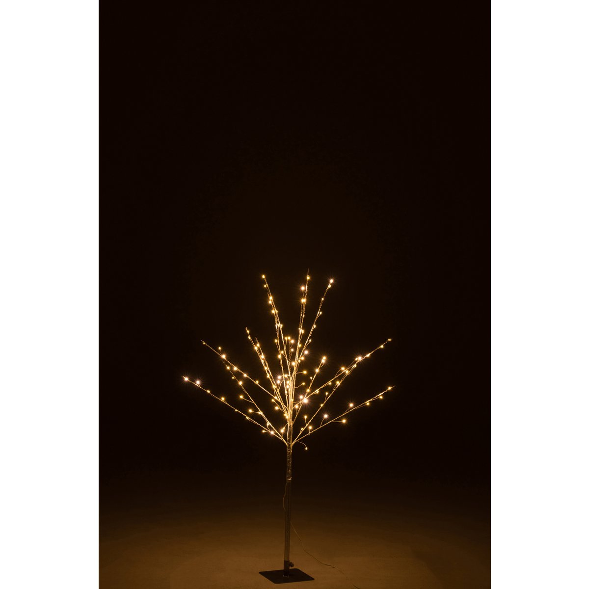 J-Line decoratieboom zilver metaal 90 cm, verlicht met LED lichtjes, moderne en elegante kerstdecoratie.