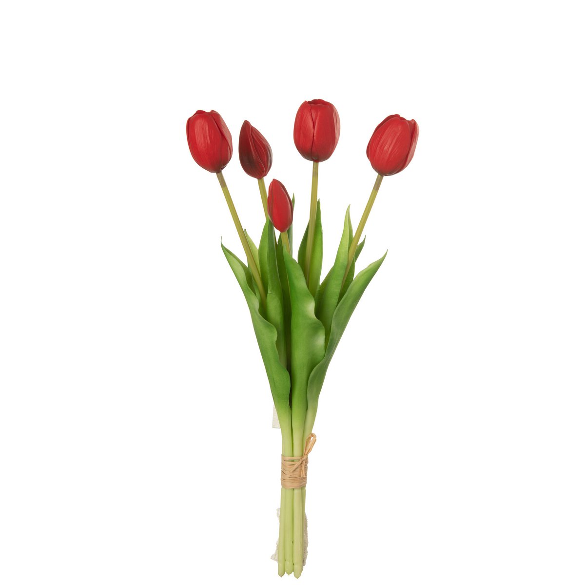 J-Line boeket tulpen, 5 stuks, rood, medium, realistische kunstbloemen van PU.