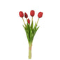 J-Line boeket tulpen, 5 stuks, rood, medium, realistische kunstbloemen van PU.