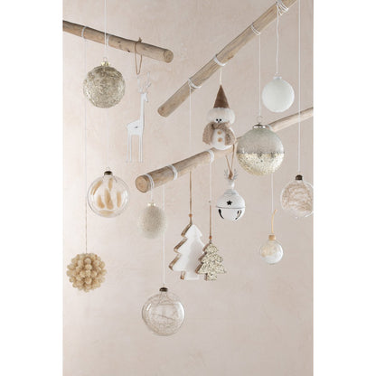 J-line - Kerstbal - kunststof - beige